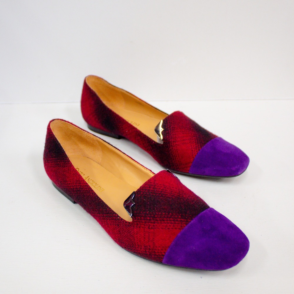 Enzo Angiolini Loafers/ Flats Tartan Pattern Women's Sz 7.5- Modern Chic - Picture 2 of 8